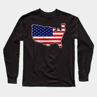 USA Map United States Flag Love Patriotism America Long Sleeve T-Shirt